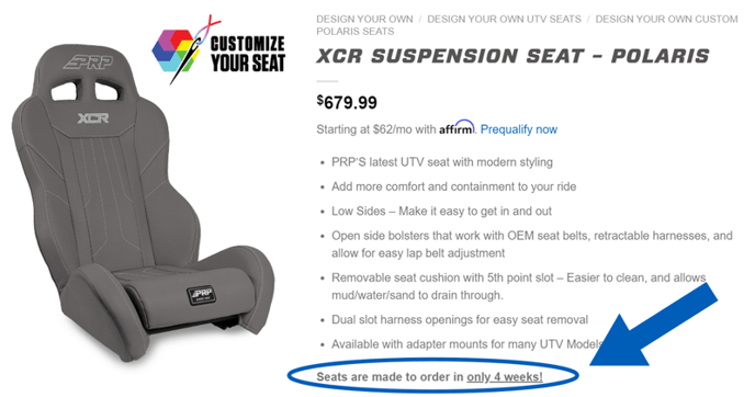 Seat Shipping Time Example